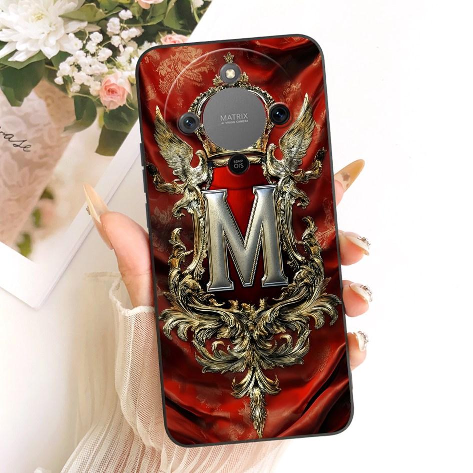 For Honor X9d Case MTN-NX1 Shockproof Cover Luxury Initial Letters Crown Soft Silicone Back Shell For HonorX9D Magic 8 Lite Capa