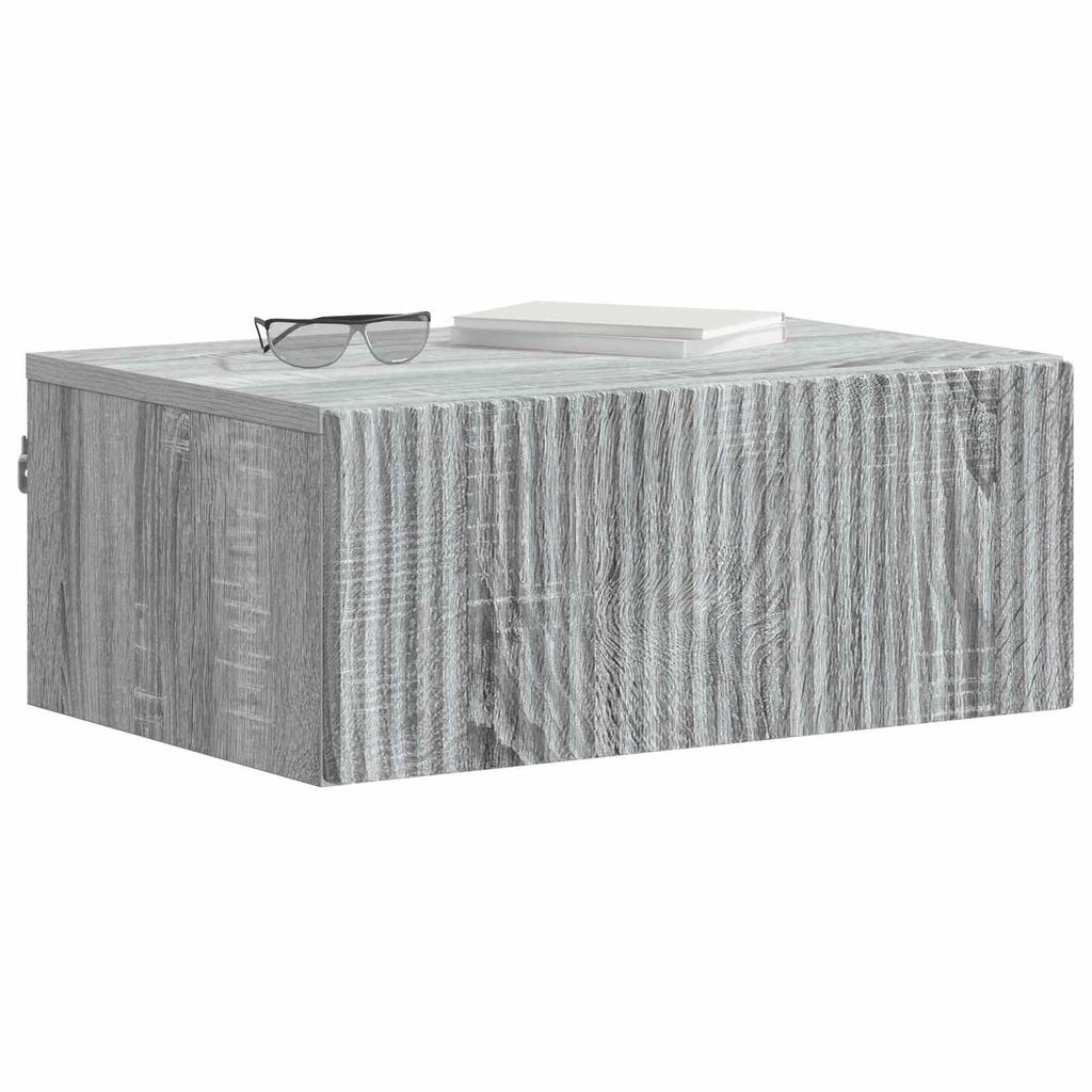 Wall Mounted Nightstand Grey Sonoma 49 x 34.5 x 20 cm
