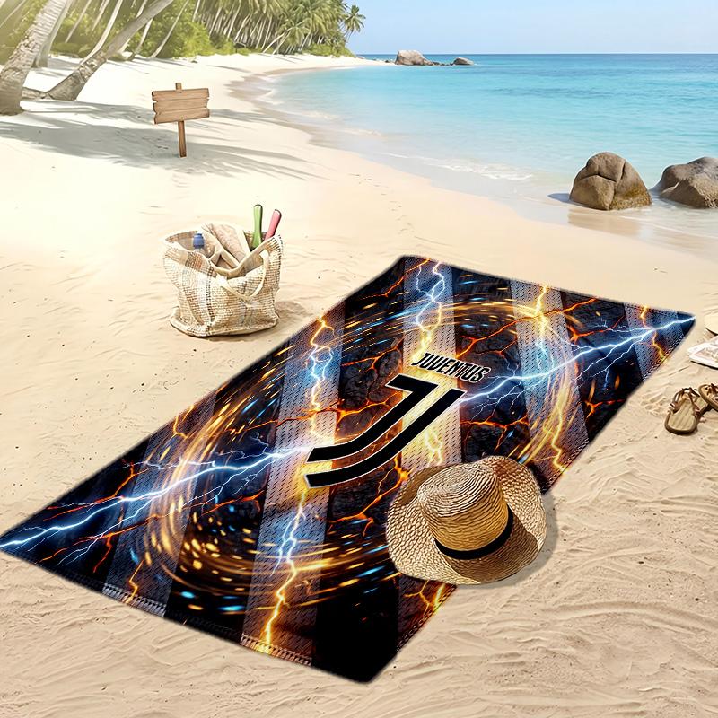 Asciugamano da Spiaggia Stampato Juventus FC Asciugamano Morbido ad Asciugatura Rapida Coperta da Spiaggia Rettangolare Grande Portatile per Viaggi Piscina