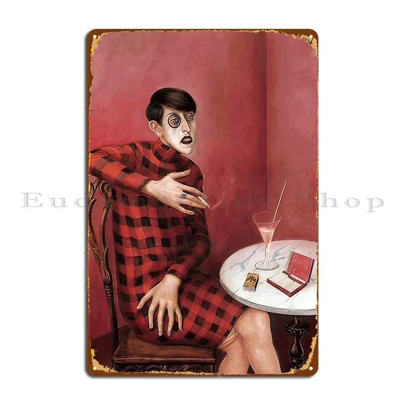 Portrait Of The Journalist Sylvia Von Harden Otto Dix Metal Plaque Poster Garage Create Design Kitchen Club Party 20x30cm（7.8x11.8inch）