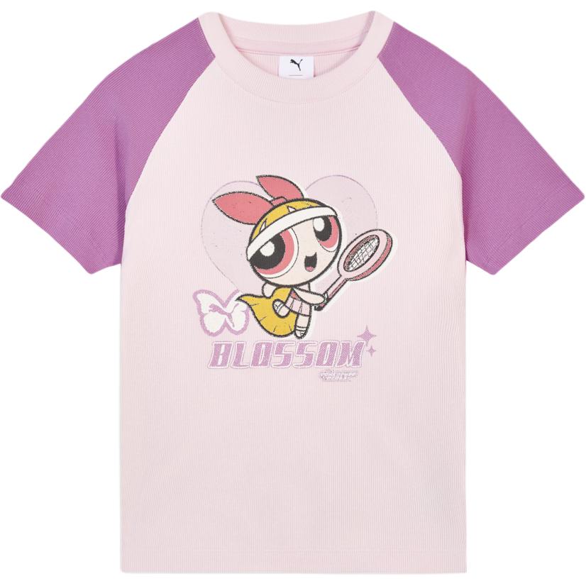 Puma X The Powerpuff Girls Cartoon Cute Casual Color Block Short Sleeve T-Shirt Women T-Shirt 63746975 S