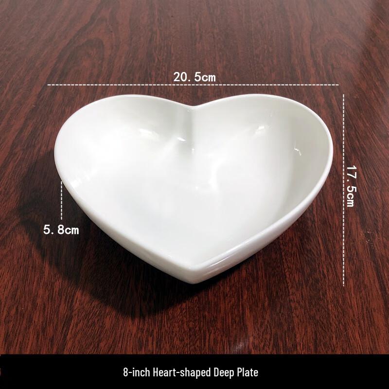 White Ceramic Heart-Shaped Deep Plate