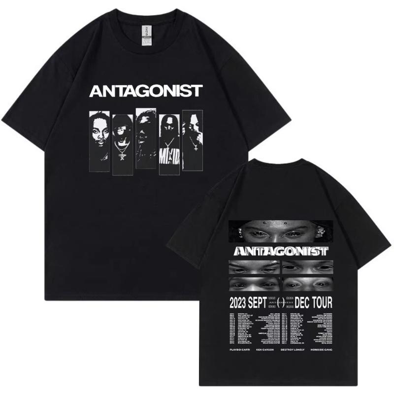 Rapper Playboi Carti Antagonist Tour Tshirt 2023 Concert Fans T Shirt Unisexs Fashion Hip Hop Short Sleeve Oversized Tshirts