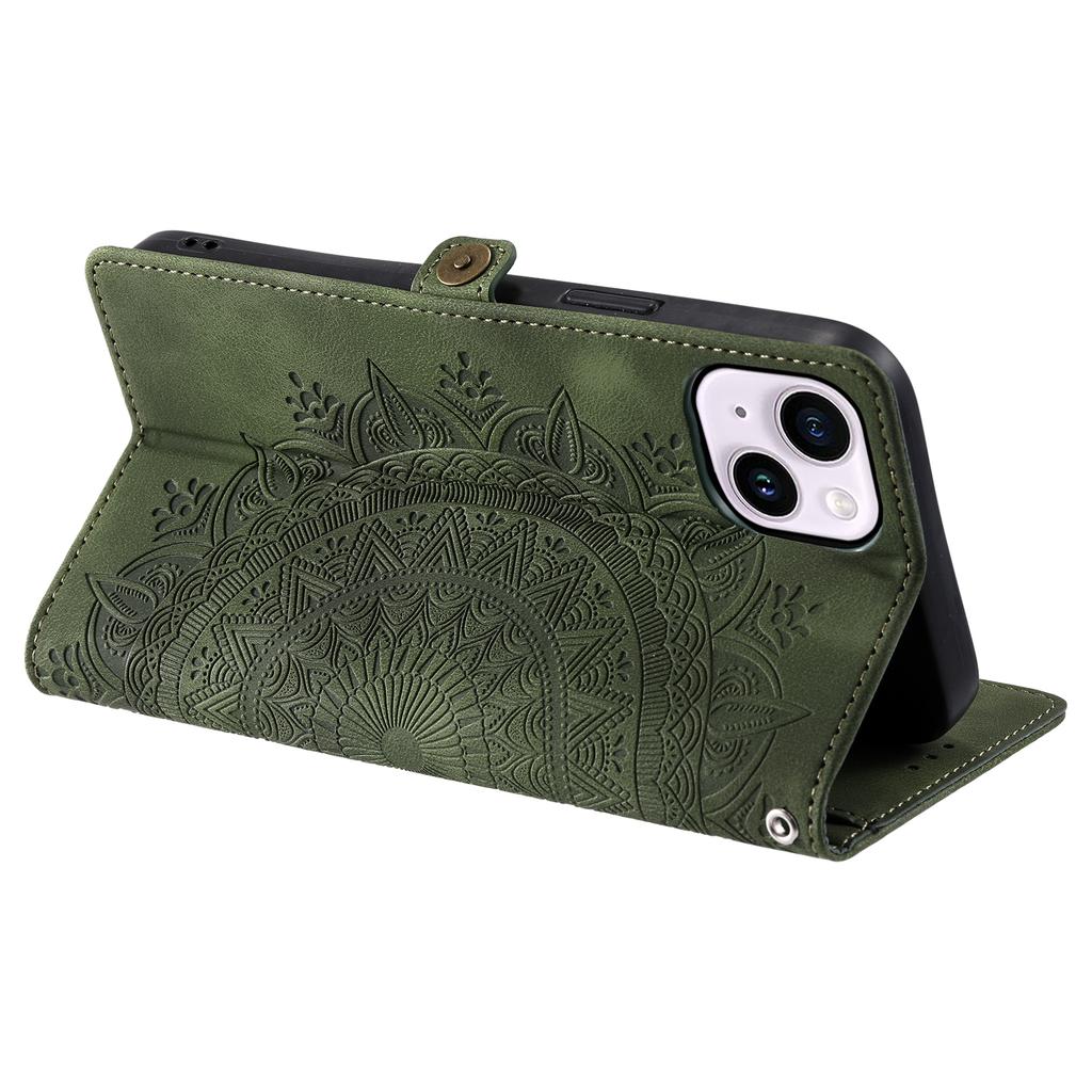 Stil 016 Für iPhone 15 Hülle Hautgefühl Totem Prägung Brieftasche Leder Handyhülle