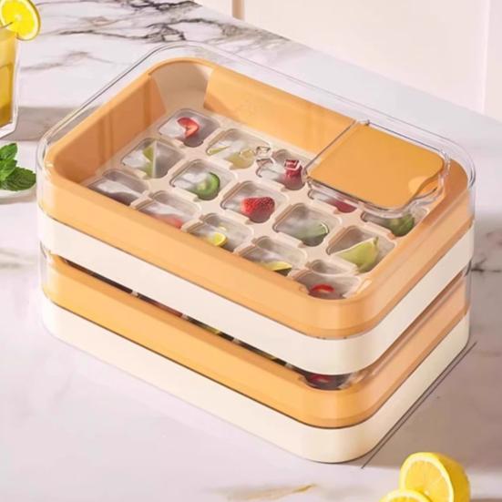 Press-Release Ice Cube Tray with Lid Food-Grade Silicone Popsicle Mold for Freezer Leak-Proof Stackable Ice Maker for Home Party