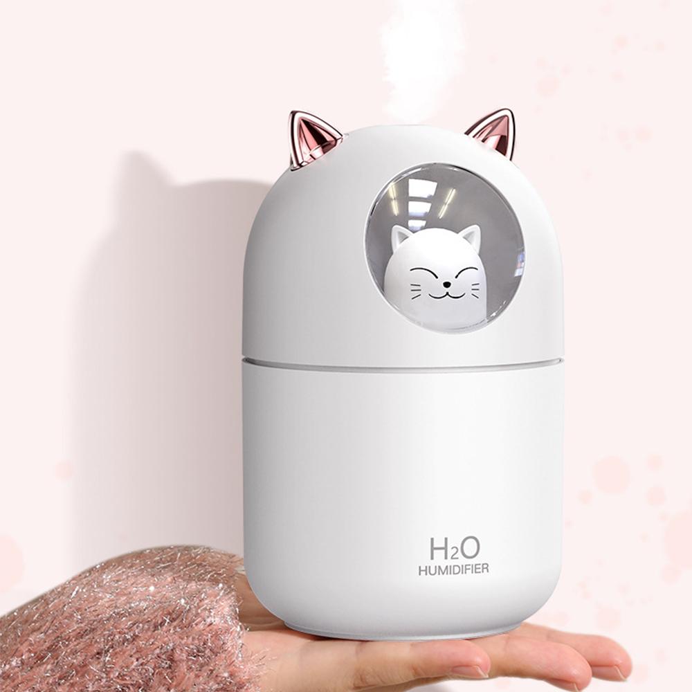 300ml Usb Air Humidifier Ultrasonic Cool Mist Maker Fogger With Colorful Lamp Cute Cat Mini Aroma Diffuser Humidificador Difusor