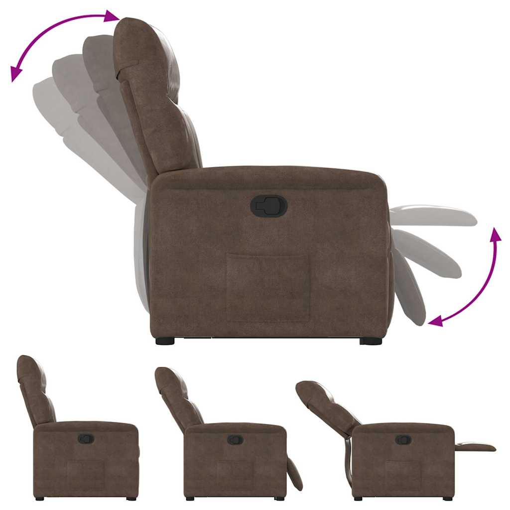 Recliner Chair with Lift Assist Brown Microfiber Fabric