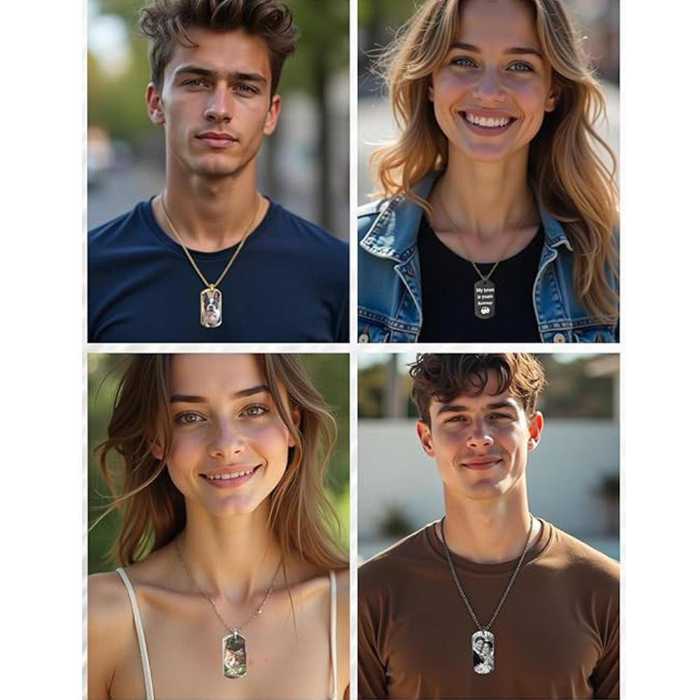 Custom Picture Necklace Personalized Necklaces with Text Engraved Customized Dog Tag Pendant Couple Jewelry Valentine's Day Gift