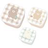 Coolia Mokomoka Antibacterial 3-Piece Nesting Lunch Box, Square, Mokomoka and Friends, 695102