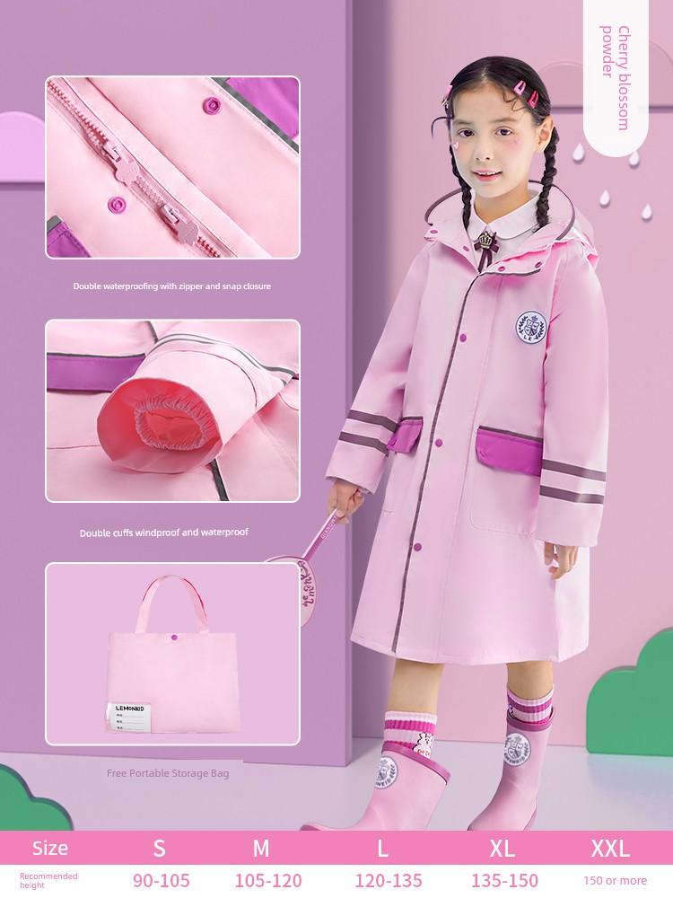 Lemon Baby Children's Raincoat for Girls and Boys, Specifically Designed for Elementary School Students, with a Backpack Compartment, Rain Poncho