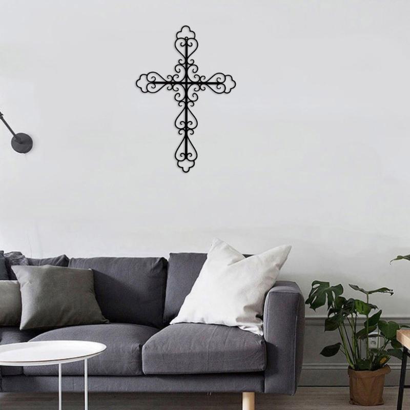 Metallkreuz Wanddekoration Innen Außen Wandkunst Skulpturen Hängende Ornamente für Zuhause Schlafzimmer Wohnzimmer Dekorationen