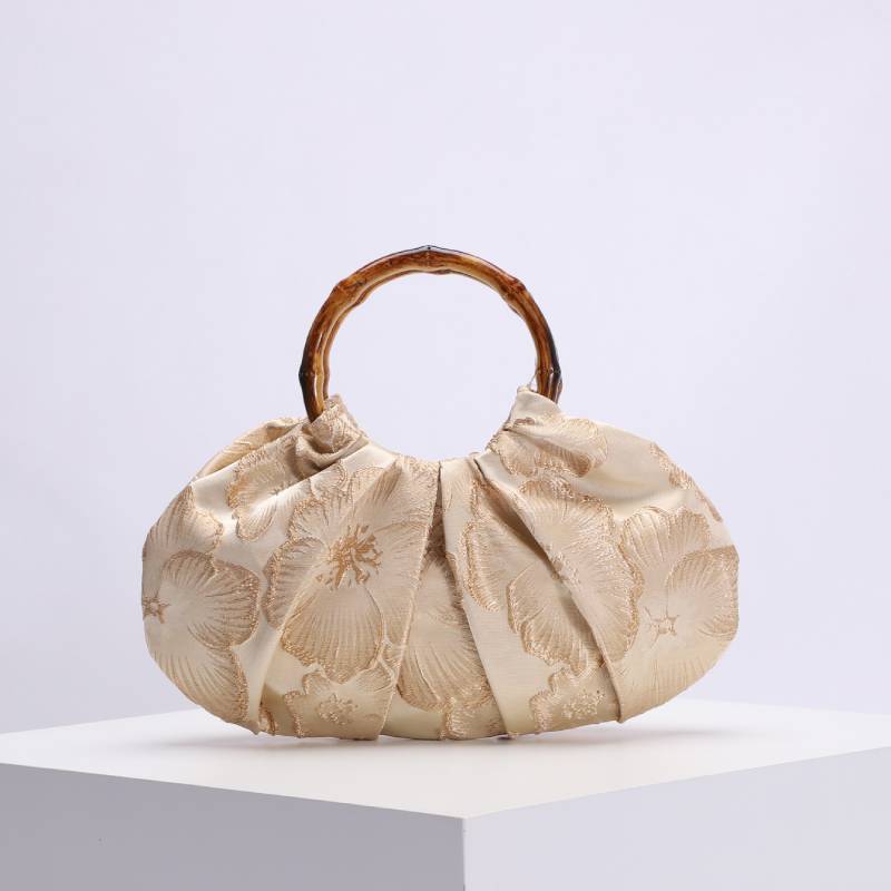 Borsa Portatile in Stile Cinese Vintage con Tessuto Jacquard Ricamato per Uso Quotidiano