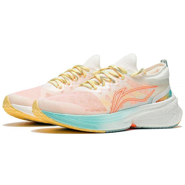 Li Ning Feidian Discovery One-Piece Woven High-Rebound Racing Running Shoes Women Running Shoes Orange White Blue ARMS008-5