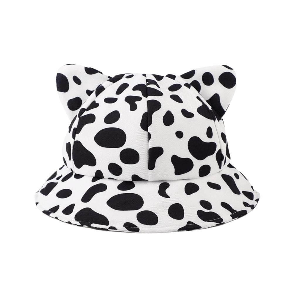 Cow/ Leopard Print Bucket Hat Cat's Ears Fisherman Hats New Panama Fishing Cap  Outdoor