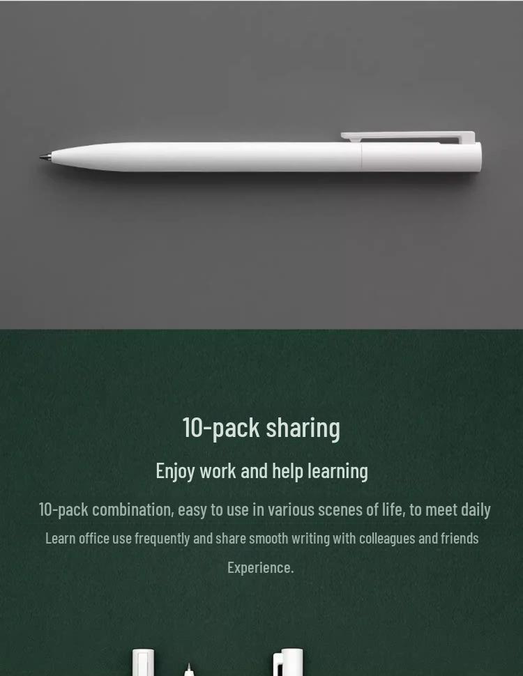 Xiaomi Gel Pen Set: 10 Pieces, 0.5mm, Ideal for Business, Office, Students, and Teachers.