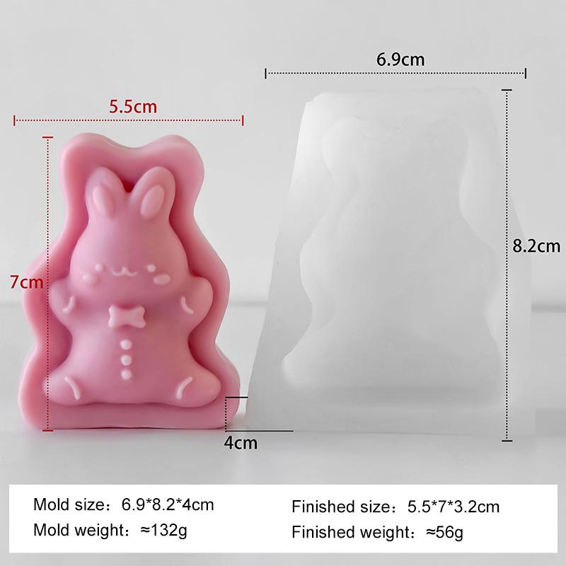 DIY Bunny Shape Chocolate Cookies Baking Molds Cartoon Rabbit Silicone Mold Handmade Aroma Candle Plaster Resin Mould