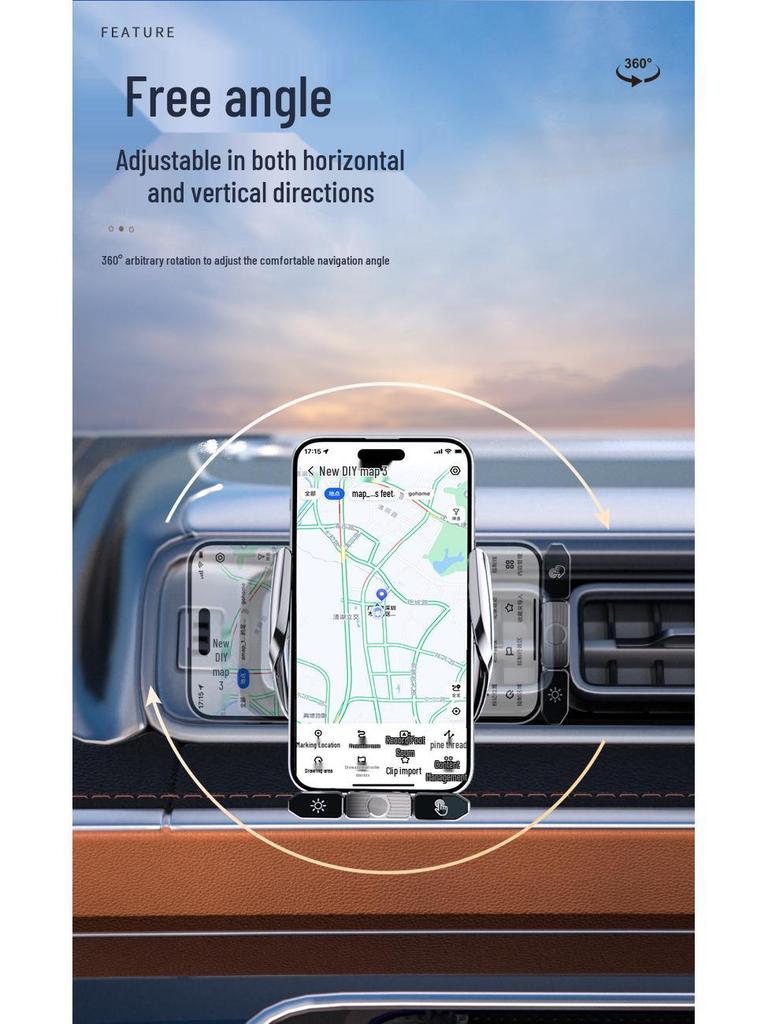 Q88 Magic Clip: 15W Wireless Car Phone Holder with Removable Magnetic Charger and Navigation Support