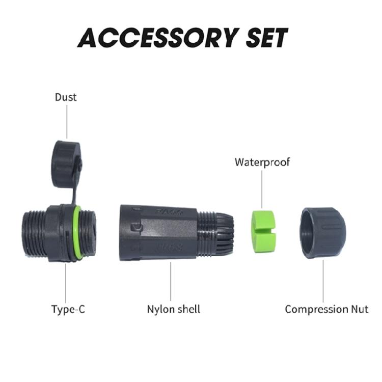 1pc/2pcs IP68 Waterproof Cable Type C Female Connectors for Harsh Environment and Quick Installation Outdoor Use