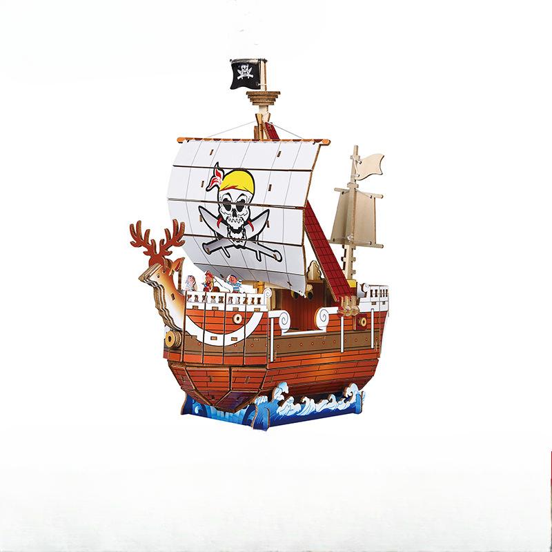 1PC Bateau Modèle en Bois 3D Puzzle Tridimensionnel Bricolage Fait Main Entrepreneuriat Jouets Éducatifs