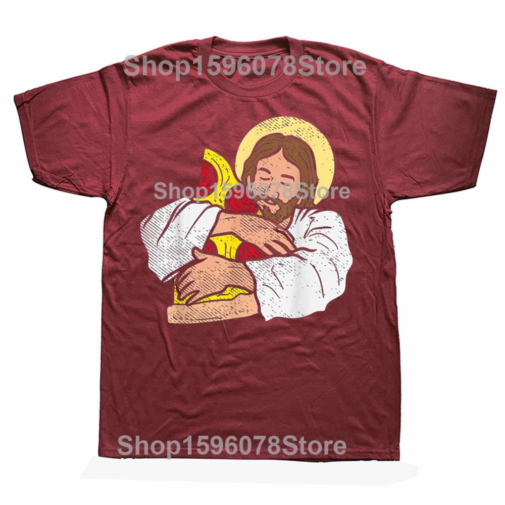 100% Cotton Food Lover Jesus Pizza Funny God Christ Snack Christian Gift T-Shirt MEN WOMEN UNISEX T Shirts