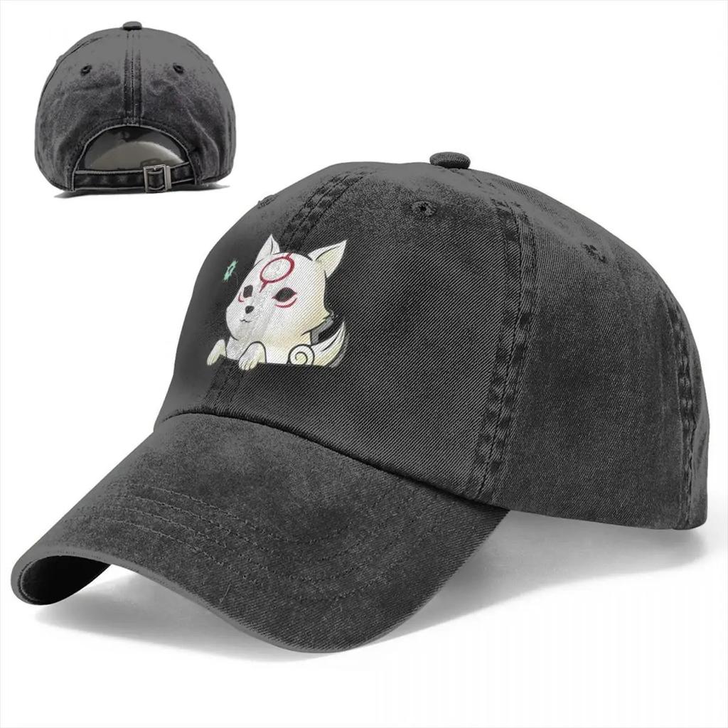 Okami Amaterasu Wolf Cute Kawaii Animal Mythology Sun Unisex Baseball Cap Distressed Washed Caps Hat Fashion Gift Snapback Hat