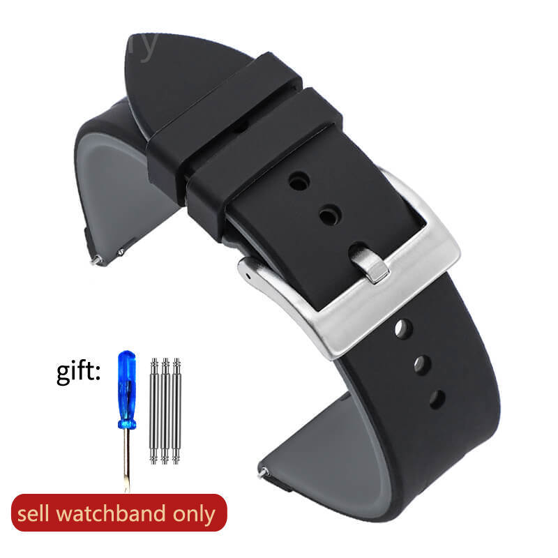 Sport Wasserdichtes Silikonkautschuk Uhrenarmband Männlich und Weiblich für Rolex Seiko Nein. 5 Huawei GT20 22mm Schnellverschluss
