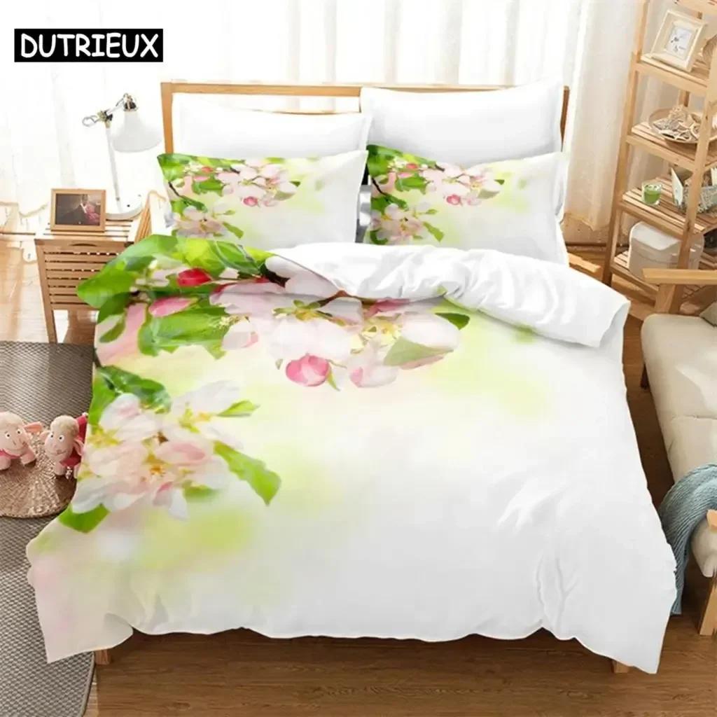 Green Leaf Flower Bedding Set For Bedroom Soft Modern Bedspreads Comefortable Kids Duvet Cover Quilt Cover And Pillowcase