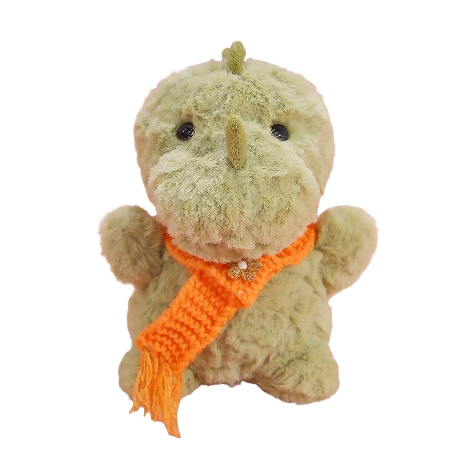 

Plush Dinosaur Toy Soft Stuffed Animal with Knitted Scarf Small Size Collectible Plushie for Kids and Adults One Size