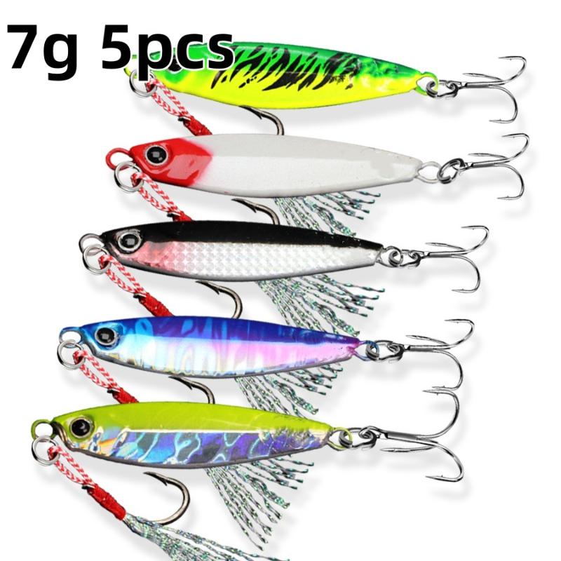 

5Pcs Jig Fishing Lures Bass Fishing Bait Weights 7/10/15/20/30G Fish Metal Jigs Saltwater Lures Ice Isca Artificial Jigging Lure