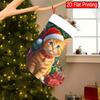 Christmas Decoration Fireplace Hanging Stocking Christmas Orange Cat 2D Flat Pattern Christmas Gift Socks, Chr