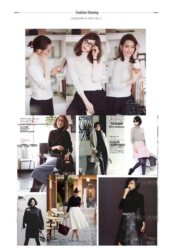Women's High Neck 100% Pure Wool Sweater - Cashmere Knit Inner Layer Cardigan for Autumn & Winter