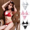 2 Pcs/Set Sexy Underwear Hollow Out Lace Solid Color Wireless Unpadded Open