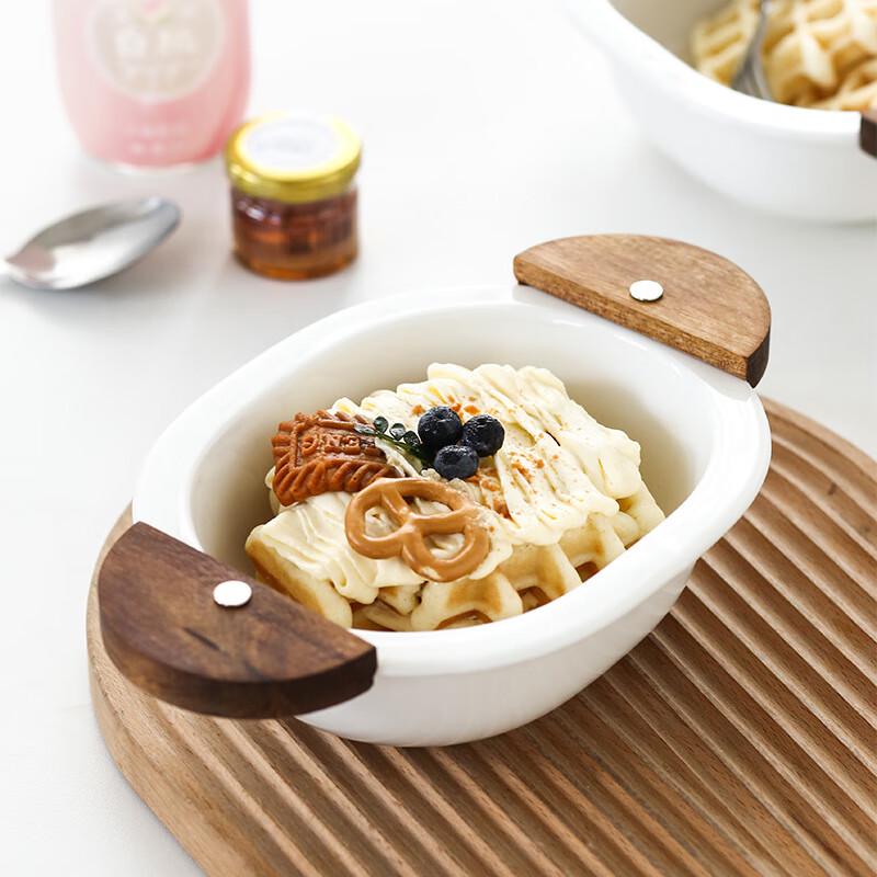 Керамическая овальная салатница с двумя ручками Changbaosen