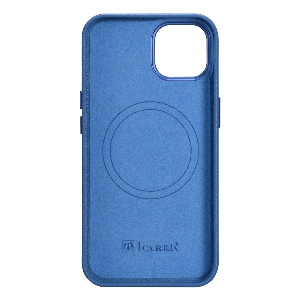 Icarer Litchi Premium Leather Case Skórzane Etui Iphone 14 Plus Magnetyczne Z Magsafe Jasnoniebieski (Wmi14220711-Lb)