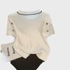 Summer 2023 Four-Leaf Clover Embroidered Ice Silk Knit T-Shirt