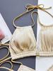 Women's Swimsuit Solid Color Sexy Halter Neck Sexy Backless One-piece Swimsuit Side Tie Split Swimsuit Beachwear Bathing Suits