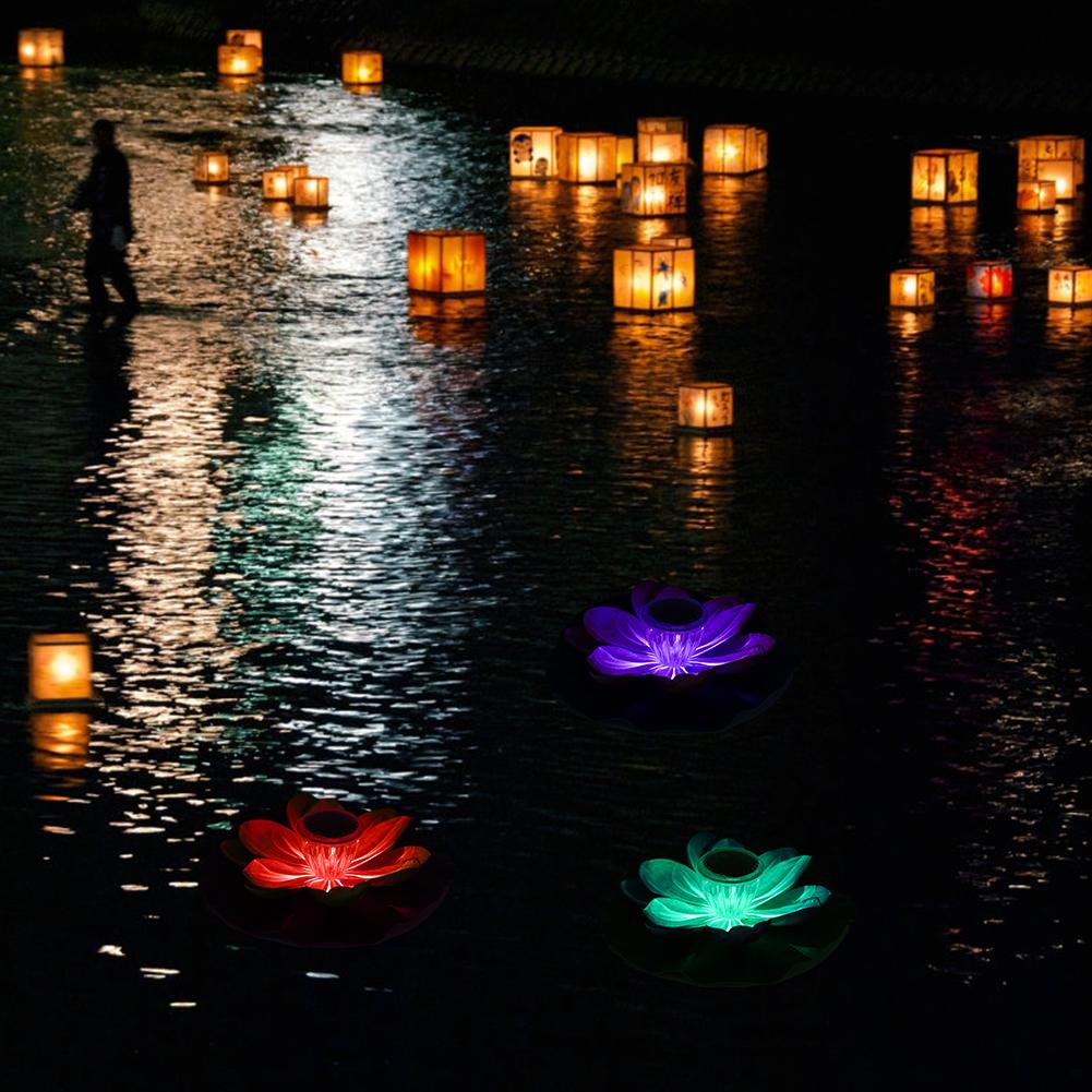 Solar Pond Pool Lights LED Color Changing Lotus Flower Waterproof  Floating LampPurple