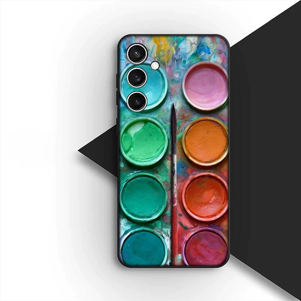 

for Samsung Galaxy S20 S22 S21 FE Ultra Plus A07 A17 A15 A16 A25 A57 A37 Case Cassette Paintbox Color Palette Water Pallet Tape Galaxy S21
