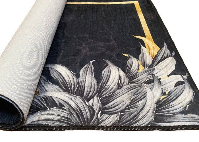 Tapis Feuille Gold, Noir Dimensions - 120x180