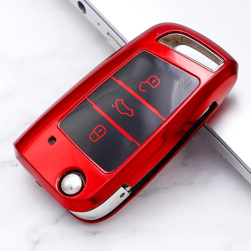 

Car Key Case Cover Bag Keychain for VW Volkswagen MK7 Golf 7 Tiguan MK2 for Seat Ibiza Leon FR 2 Ateca Altea Skoda Octavia A7 красный