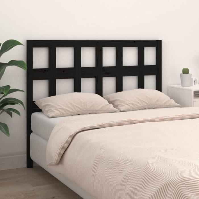 VidaXL Headboard Black 185.5x4x100 Cm Solid Pine Wood 818939