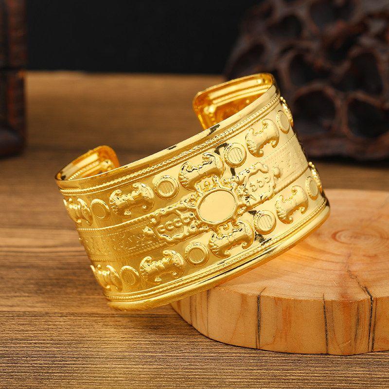 Style Bracelet Personalized Opening Wide Edge Bracelet Fashion Armband Chinese Ancient Style Niche Style Exotic Style Easiest for Match Accessories