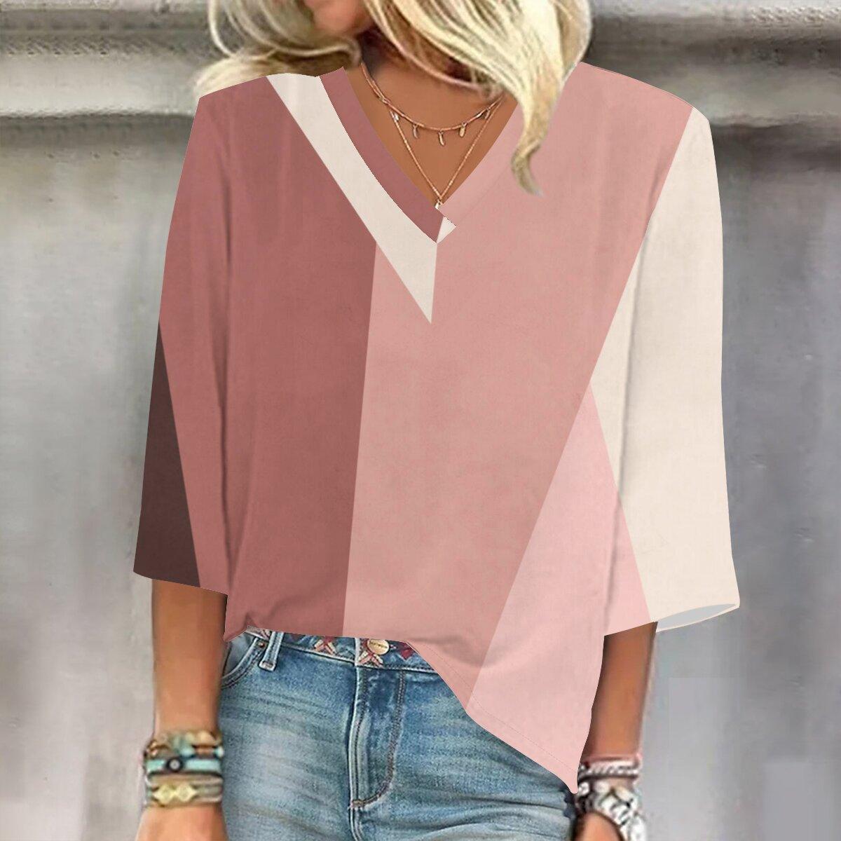 

2023 Весенне-осенний новый модный топ с рукавом 3/4 и принтом