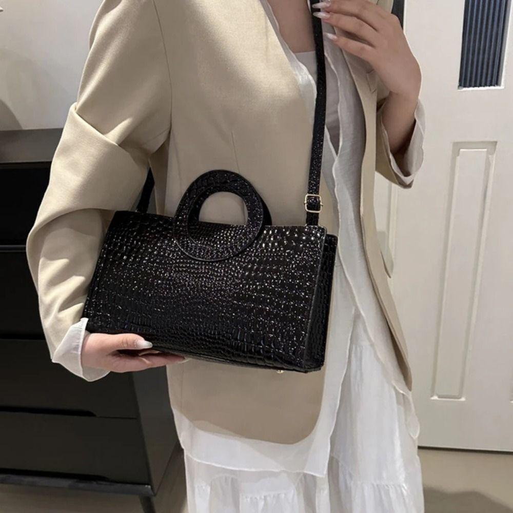 Casual PU Leather Women Handbags High-capacity Crocodile Pattern Square Bag Female Clutches