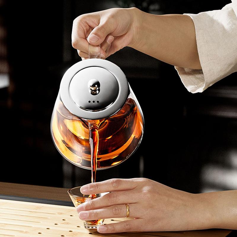Heat Resistant Glass Teapot with Stainless Steel Tea Strainer High Heat Resistant Infuser Flower Kettle Kung Fu Tea Pots