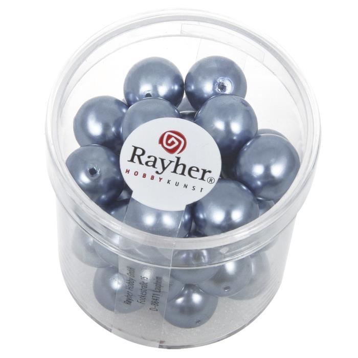 Perles en Verre Renaissance Bleu - RAYHER - Boîte de 35 perles - Diamètre 10mm