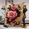Custom Name Pink Floral Elegant Text. Flannel Fleece Blanket Cozy Warm Throw Blanket For Couch Bed Travel All Season Use