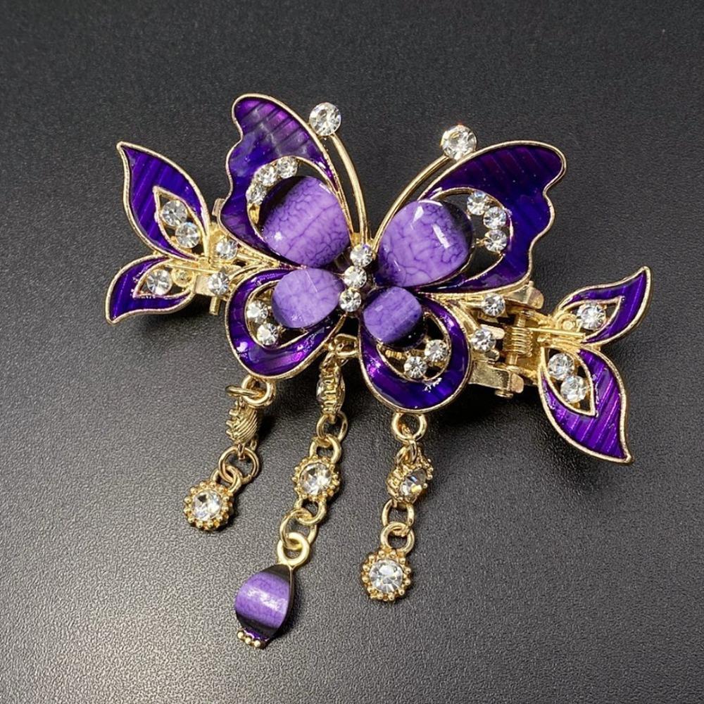 Ethnic Style Rhinestone Butterfly Hairpin Elegant Design Zircon Butterfly Hairpin  Hair Jewelry