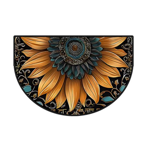 Front Door Mat Entrance Half Circle Rug Outside Entry Welcome Mat Doormat with Non Slip Rubber Backing for Front Door Entryway