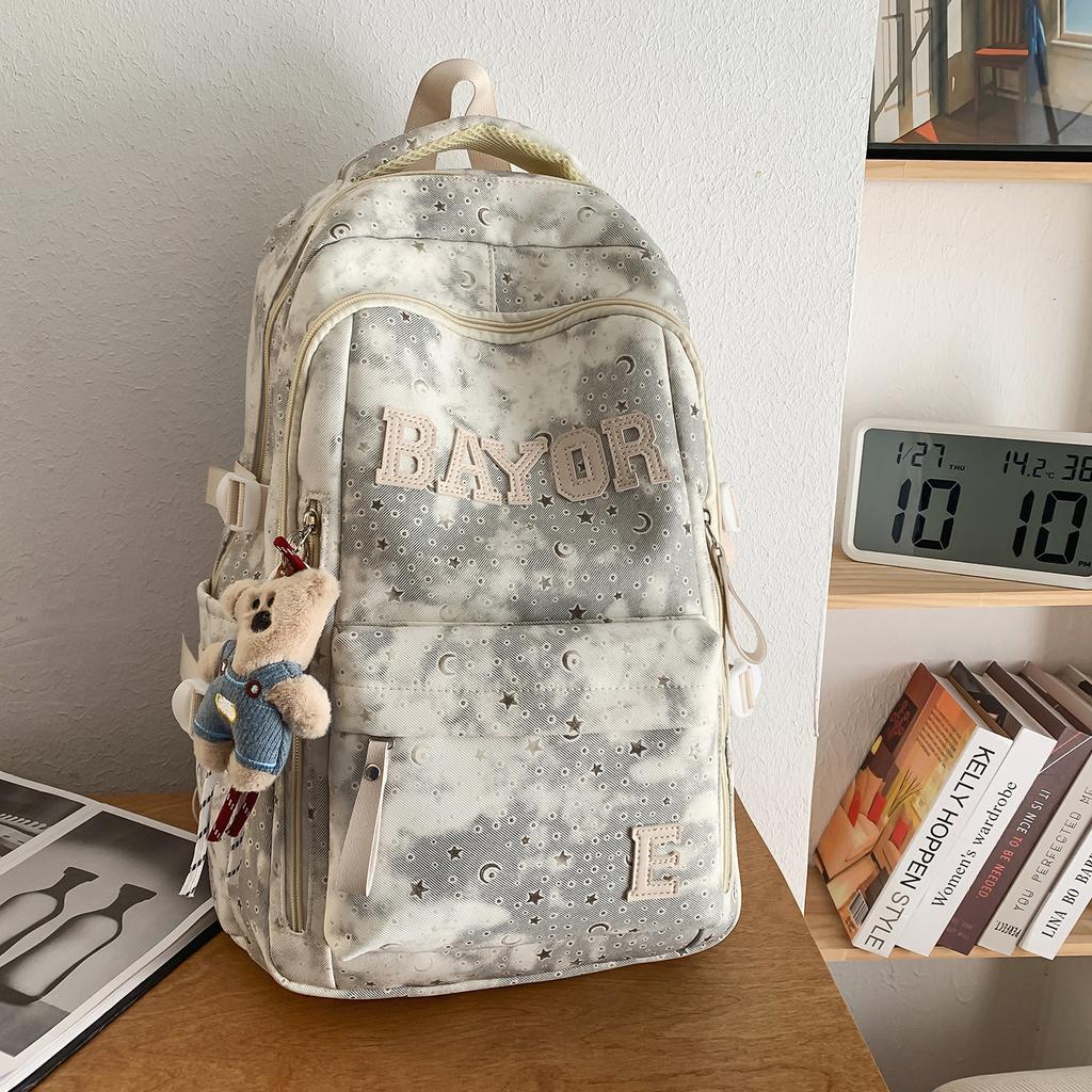 Schoolbag New 1011 High-value Schoolbag Women's High-value Ridge Protection Travel Backpack Simple Large-capacity Backpack